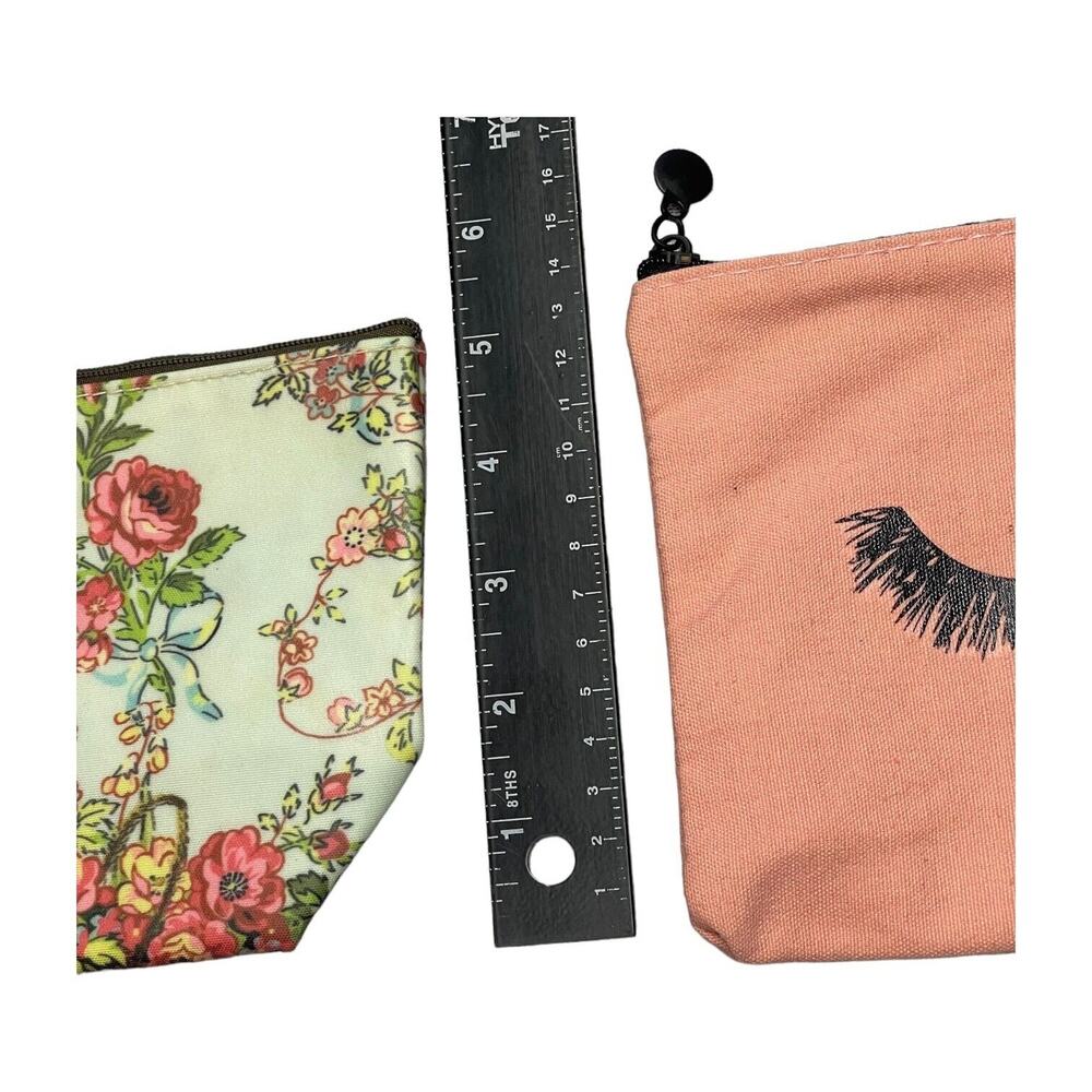 Fairy Tale Season Eyelash Makeup Pouch Floral Cosmetic Organizer Bag Lot Of 2 - Picture 3 of 6